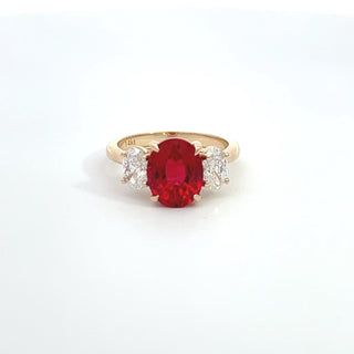 14K Y/G LAB GROWN RUBY/DIAMOND RING 4.75CT