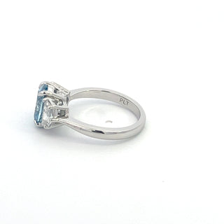 PLATINUM LAB GROWN BLUE & WHITE DIAMOND 3.00CT OVAL CUT