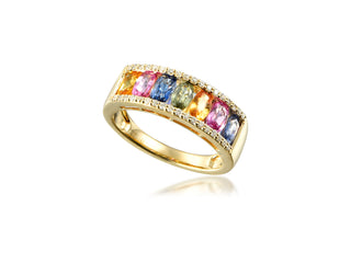 14K YELLOW GOLD MULTI-SAPPHIRE FASHION RING 2.00CT