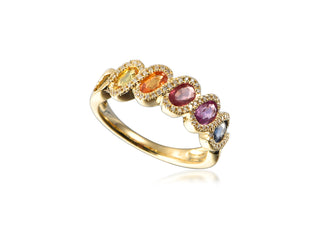 14K YELLOW GOLD MULTI-SAPPHIRE FASHION RING 1.50CT