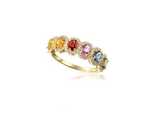 14K YELLOW GOLD MULTI-SAPPHIRE & DIAMOND FASHION RING 1.50CT