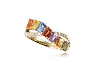 14K YELLOW GOLD MULTI-SAPPHIRE FASHION RING 1.75CT