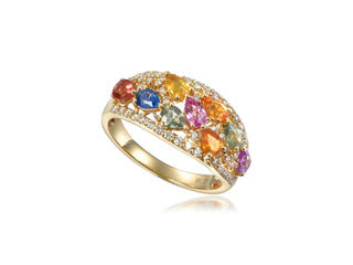 14K YELLOW GOLD MULTI-SAPPHIRE & DIAMOND FASHION RING 2.00CT