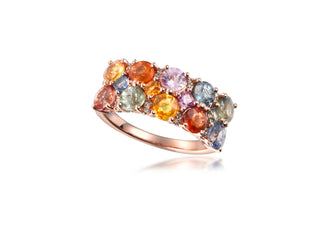 14K ROSE GOLD MULTI-SAPPHIRE FASHION RING 4.00CT