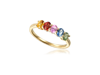 14K YELLOW GOLD MULTI-SAPPHIRE FASHION RING 1.25CT