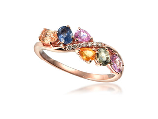 14K ROSE GOLD MULTI-SAPPHIRE FASHION RING 1.45CT