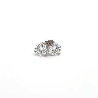 14K GOLD LAB GROWN DIAMOND MARTINI THREE PRONG PUSHBACK STUD EARRINGS 3.00CT