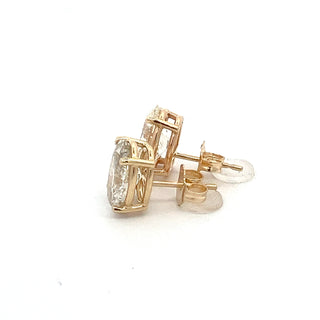 14K Y/G LAB GROWN DIAMOND STUD EARRINGS OVAL CUT 3.50CT