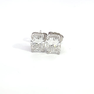 14K GOLD LAB GROWN DIAMOND EARRINGS CUSHION CUT 2.00CT