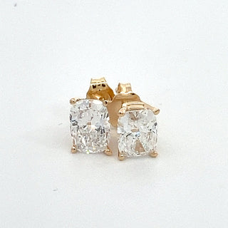 14K GOLD LAB GROWN DIAMOND EARRINGS CUSHION CUT 2.00CT