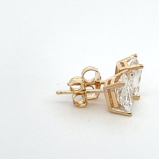 14K GOLD LAB GROWN DIAMOND EARRINGS CUSHION CUT 2.00CT