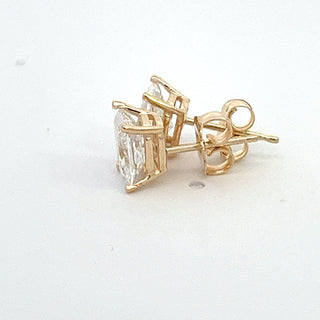 14K GOLD LAB GROWN DIAMOND EARRINGS CUSHION CUT 2.00CT