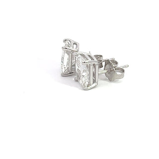 14K GOLD LAB GROWN DIAMOND EARRINGS CUSHION CUT 3.00CT