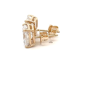 14K GOLD LAB GROWN DIAMOND EARRINGS CUSHION CUT 3.00CT