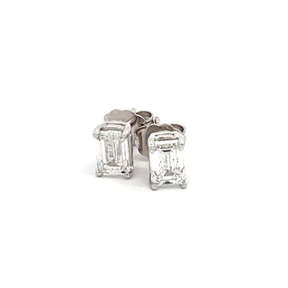 14K W/G LAB GROWN DIAMOND STUD EARRINGS EMERALD CUT 1.35CT