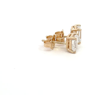 14K W/G LAB GROWN DIAMOND STUD EARRINGS EMERALD CUT 1.35CT