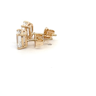 14K W/G LAB GROWN DIAMOND STUD EARRINGS EMERALD CUT 1.35CT