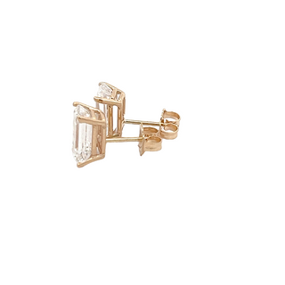 14K GOLD LAB GROWN DIAMOND STUD EARRINGS EMERALD CUT 4.00CT