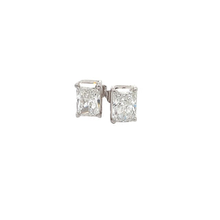 14K W/G LAB GROWN DIAMOND STUD EARRINGS RADIANT CUT 4.00CT