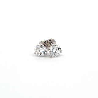 14K GOLD LAB GROWN DIAMOND MARTINI THREE PRONG SCREWBACK STUD EARRINGS 3.00CT