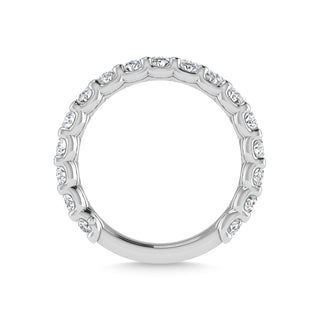 14K White Gold Diamond 2 1/2 Ct.Tw. Oval Shape Three Forth way Wedding Band