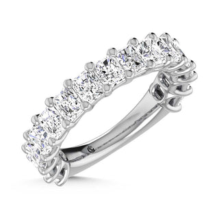 14K White Gold Diamond 2 3/8 Ct.Tw. Radiant Shape Three Forth way Wedding Band