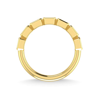 14K Yellow Gold Lab Grown Diamond 1 Ct.Tw. Emerald Shape Three Forth Way Wedding Band (size 6.5)