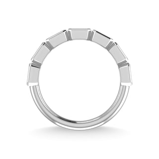 14K White Gold Lab Grown Diamond 1 3/8 Ct.Tw. Emerald Shape Three Forth Way Wedding Band (size 6.5)