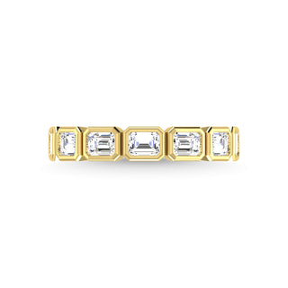 14K Yellow Gold Lab Grown Diamond 1 3/8 Ct.Tw. Emerald Shape Three Forth Way Wedding Band (size 6.5)