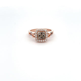 14K ROSE GOLD CHOCOLATE/WHITE DIAMOND REVERSIBLE RING