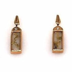 Diamond & Natural Gold Quartz & Ammolite Ladies Earrings 14K Yellow Gold