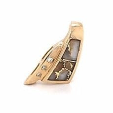 Diamond & Natural Gold Quartz Ladies Pendant 14K Yellow Gold