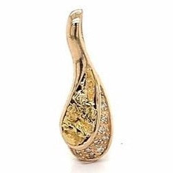 Diamond & Natural Gold Nuggets Ladies Pendant 14K Yellow Gold