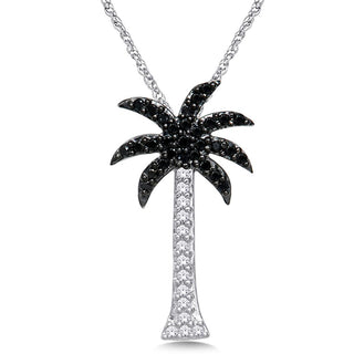 14K White Gold 1/4 Ct.Tw. Diamond Palm Tree Pendant