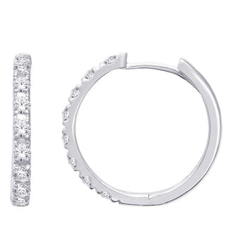 10K White Gold 1/2 Ct.Wt. Diamond Hoop Earrings