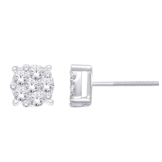 14K White Gold 2/5 Ct.Tw. Diamond Flower Studd Earrings