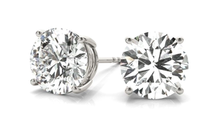 Diamond Stud Earrings Four Prong 14K Gold Basket Setting