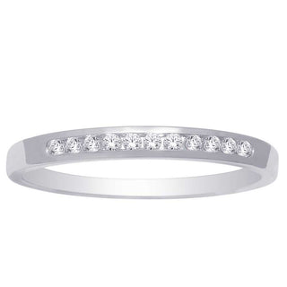 14K White Gold 1/10 Ct Diamond Ladies Machine Band
