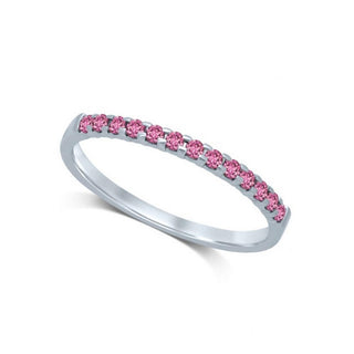 14K White Gold 1/4 Ctw Pink Sapphire Machine Band