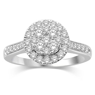 14K White Gold 9/10 Ct.Tw Diamond Engagement Ring