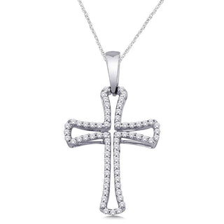 10K White Gold 1/4 Ct.Tw. Diamond Cross Pendant