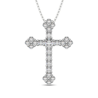 10K White Gold 1/3 Ct.Tw. Diamond Cross Pendant