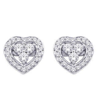 10K White Gold 1/6 Ct.Tw. Diamond Heart Earrings