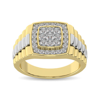 10K Yellow Gold with Accent of 10K White Gold 3/4 Ct.Tw. Diamond Mens Fashion Ring