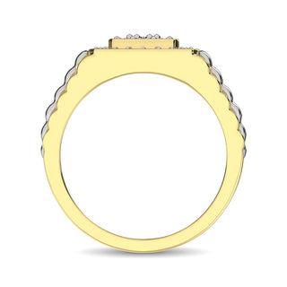 10K Yellow Gold with Accent of 10K White Gold 3/4 Ct.Tw. Diamond Mens Fashion Ring