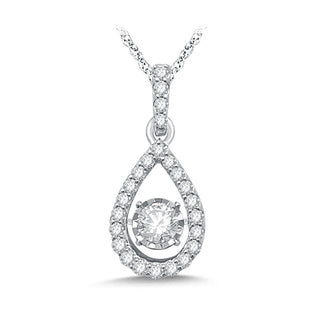 14K White Gold White Gold 1/3Ct Moving Diamond Fashion Pendant