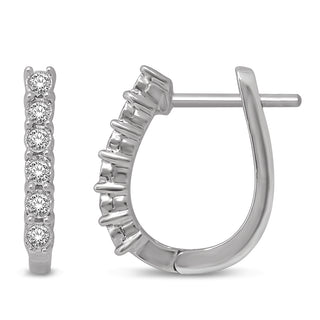 14K White Gold 1/5 Ct.Tw.Diamond Hoop Earrings