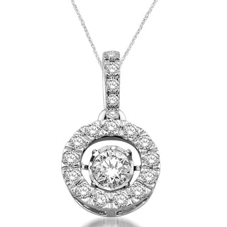 14K White Gold 1 2/5 Ct.Tw.Moving Diamond Fashion Pendant