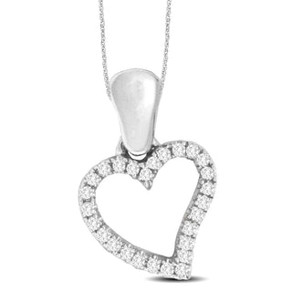 10K White Gold 1/8 Ct.Tw.Diamond  Heart Pendant
