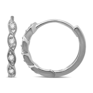 10K White Gold 1/20 Ctw Diamond Hoop Earrrings